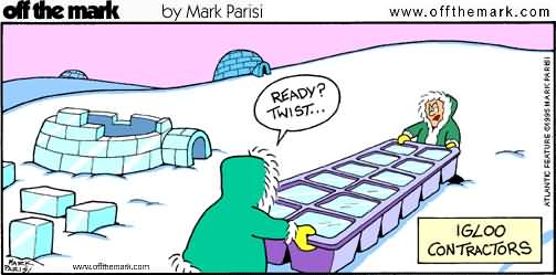Eskimos with giant ice cube maker
